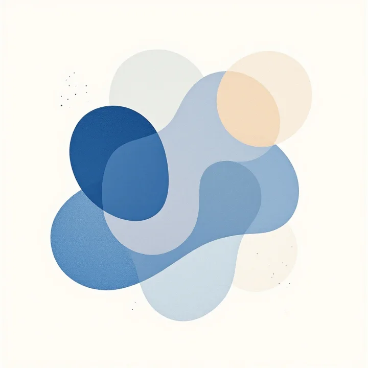 Many indigo birds converging into one rising shape.