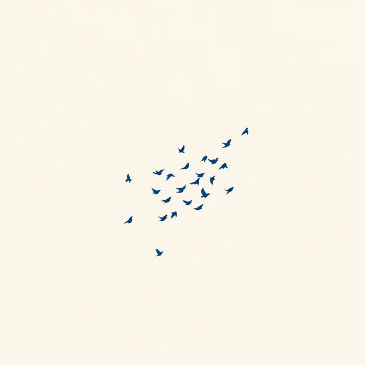 Indigo birds finding each other on warm paper.